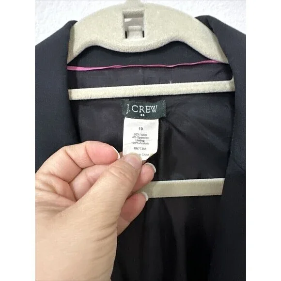 J Crew Wool Blazer Womens Two Button Career Black Size 10 Fully Lined. - Picture 3 of 10